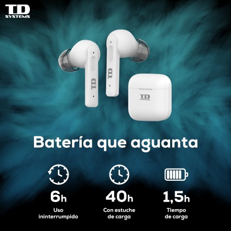 Auriculares inalámbricos Bluetooth 5.0, con micrófono y cancelación de  ruido, 40 horas de uso - TD Systems