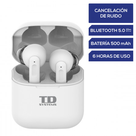 Auriculares inalámbricos Bluetooth 5.0, con micrófono y cancelación de ruido, 40 horas de uso - TD Systems SH500G11ANC