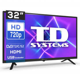 Televisor 32 pulgadas Led HD, múltiples conexiones - TD Systems K32DLC16H