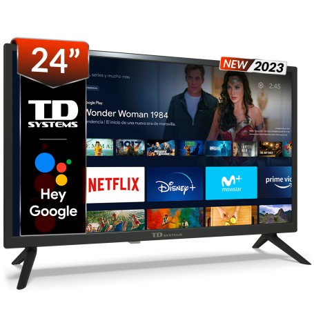 Smart TV 24 pulgadas Led HD, televisor Hey Google Official Assistant, control por voz - TD Systems M24X14GLE
