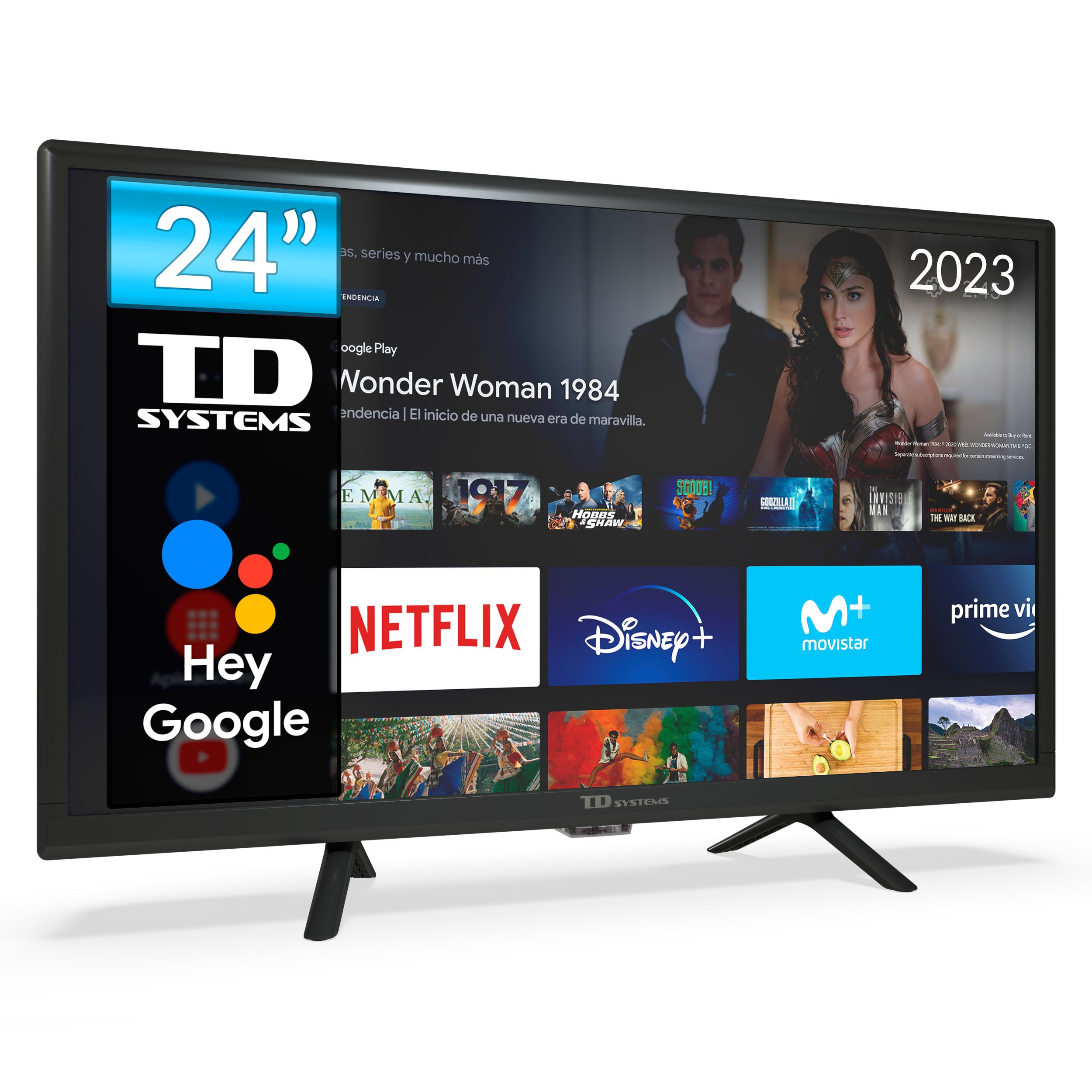 Smart TV 24 pulgadas Led HD, televisor Hey Google Official Assistant,  control por voz - TD Systems K24DLC17GLE-R Reacondicionado