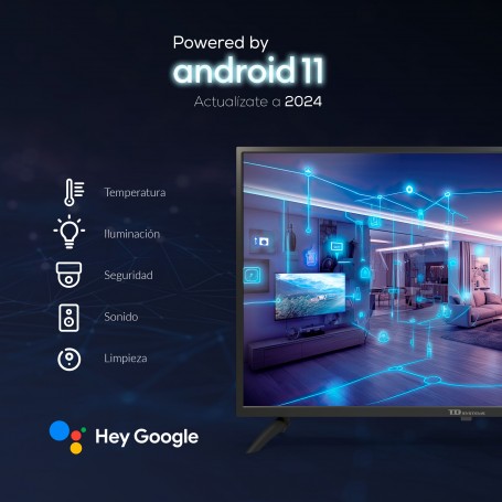 Smart TV 32 pulgadas Led HD, televisor Hey Google Official Assistant,  control por voz - TD Systems