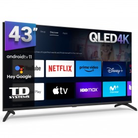 Smart TV 43 pulgadas QLed 4K, televisor Hey Google Official Assistant, control por voz - TD Systems K43DLC19GLQ