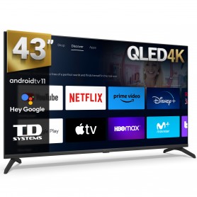 Smart TV 43 pulgadas QLed 4K, televisor Hey Google Official Assistant, control por voz - TD Systems PRIME43C19GLQ