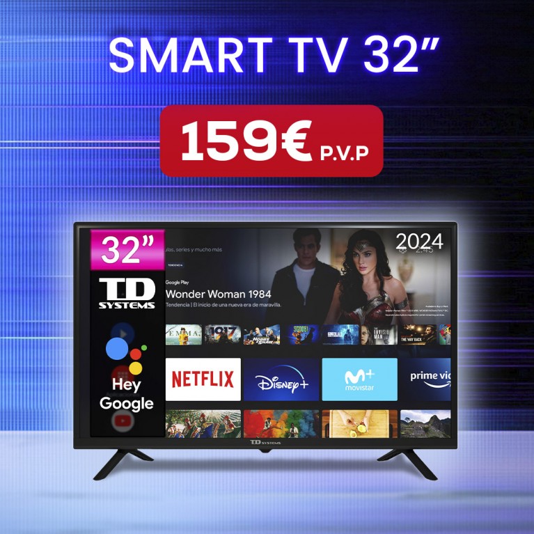 TD Systems - Smart TV 24 Pulgadas Led HD, televisor Hey Google Official  Assistant, Control por Voz, Android 11 - PRIME24X14S : :  Electrónica